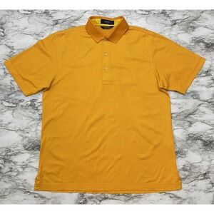 CALLAWAY Collection Mens Golf Polo Shirt M Orange Yellow Striped Short Sleeve
